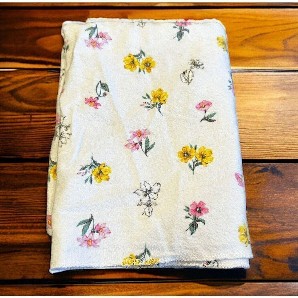 Carters Baby Flannel Receiving Blanket‎ Floral Pink Yellow White 26x36”